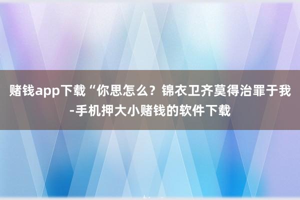赌钱app下载“你思怎么？锦衣卫齐莫得治罪于我-手机押大小赌钱的软件下载