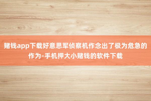 赌钱app下载好意思军侦察机作念出了极为危急的作为-手机押大小赌钱的软件下载