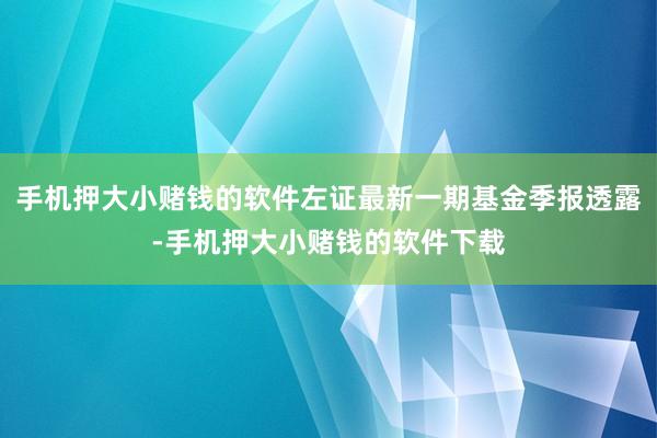 手机押大小赌钱的软件左证最新一期基金季报透露-手机押大小赌钱的软件下载