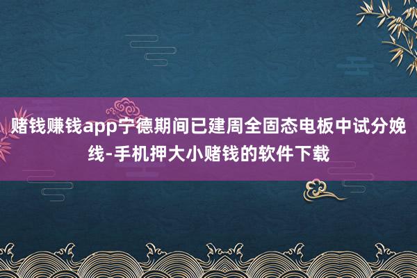 赌钱赚钱app宁德期间已建周全固态电板中试分娩线-手机押大小赌钱的软件下载