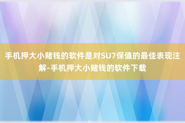 手机押大小赌钱的软件是对SU7保值的最佳表现注解-手机押大小赌钱的软件下载