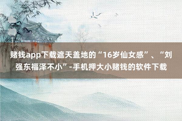 赌钱app下载遮天盖地的“16岁仙女感”、“刘强东福泽不小”-手机押大小赌钱的软件下载