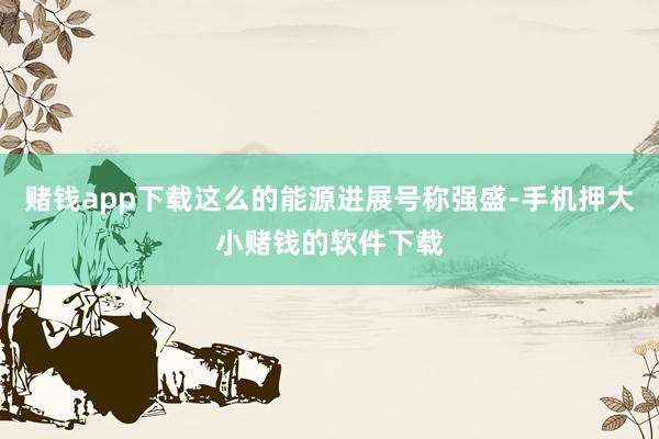 赌钱app下载这么的能源进展号称强盛-手机押大小赌钱的软件下载