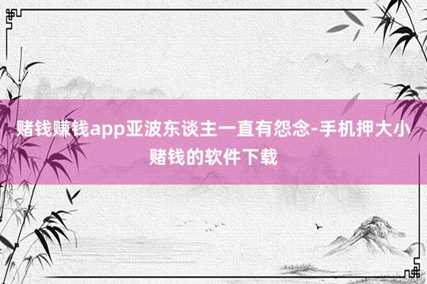 赌钱赚钱app亚波东谈主一直有怨念-手机押大小赌钱的软件下载