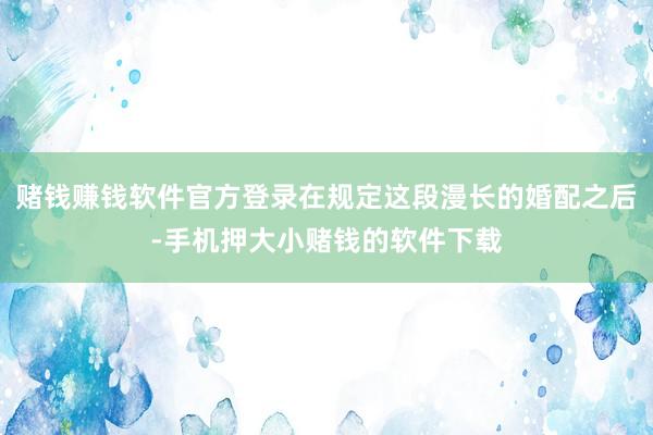 赌钱赚钱软件官方登录在规定这段漫长的婚配之后-手机押大小赌钱的软件下载
