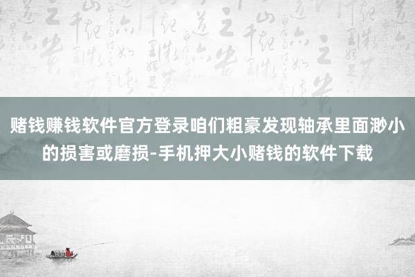 赌钱赚钱软件官方登录咱们粗豪发现轴承里面渺小的损害或磨损-手机押大小赌钱的软件下载