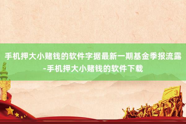手机押大小赌钱的软件字据最新一期基金季报流露-手机押大小赌钱的软件下载