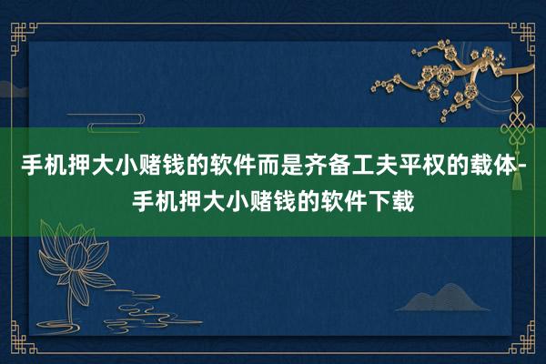 手机押大小赌钱的软件而是齐备工夫平权的载体-手机押大小赌钱的软件下载