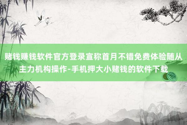 赌钱赚钱软件官方登录宣称首月不错免费体验随从主力机构操作-手机押大小赌钱的软件下载