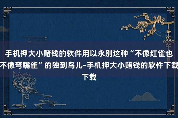 手机押大小赌钱的软件用以永别这种“不像红雀也不像弯嘴雀”的独到鸟儿-手机押大小赌钱的软件下载