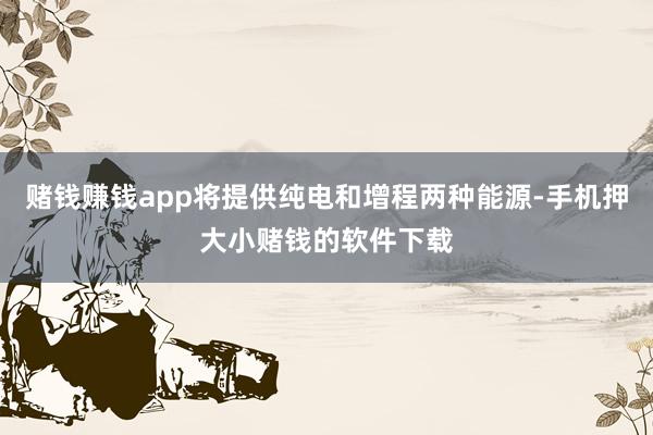 赌钱赚钱app将提供纯电和增程两种能源-手机押大小赌钱的软件下载