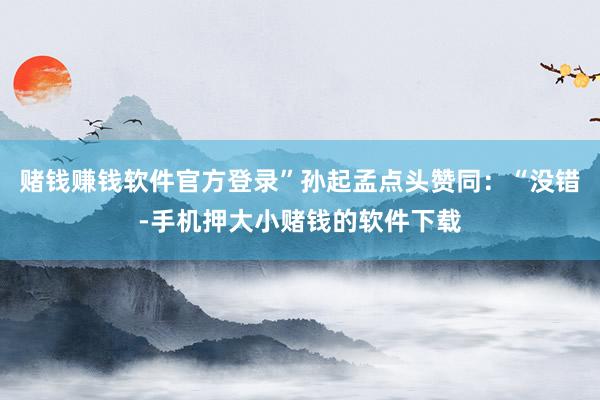 赌钱赚钱软件官方登录”孙起孟点头赞同：“没错-手机押大小赌钱的软件下载