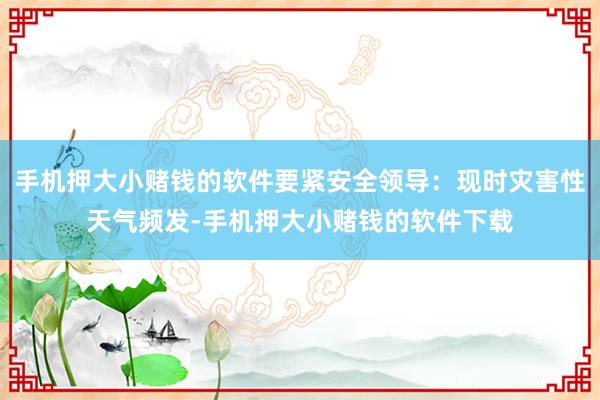 手机押大小赌钱的软件要紧安全领导：现时灾害性天气频发-手机押大小赌钱的软件下载