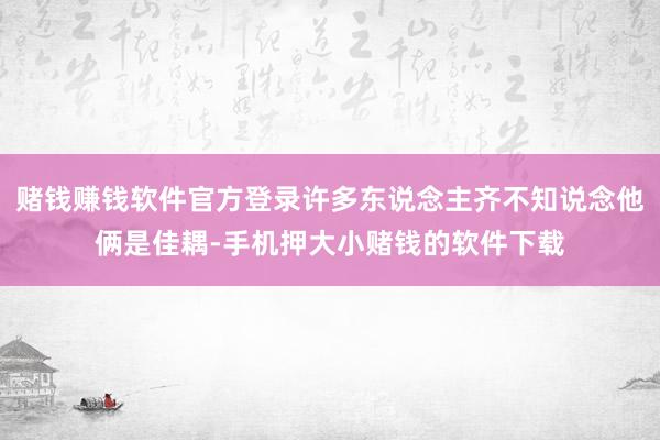 赌钱赚钱软件官方登录许多东说念主齐不知说念他俩是佳耦-手机押大小赌钱的软件下载