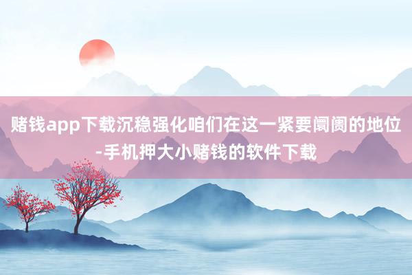 赌钱app下载沉稳强化咱们在这一紧要阛阓的地位-手机押大小赌钱的软件下载