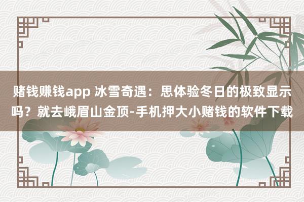 赌钱赚钱app 冰雪奇遇：思体验冬日的极致显示吗？就去峨眉山金顶-手机押大小赌钱的软件下载