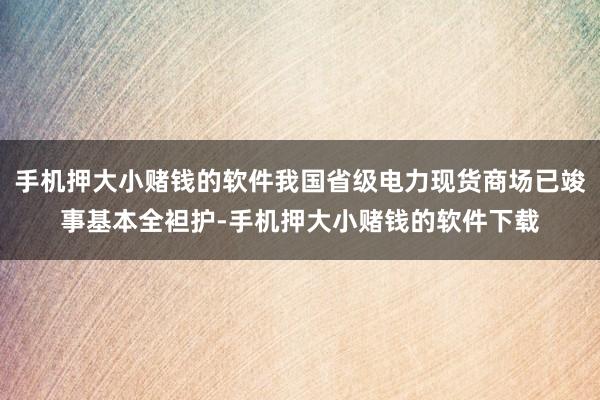 手机押大小赌钱的软件我国省级电力现货商场已竣事基本全袒护-手机押大小赌钱的软件下载