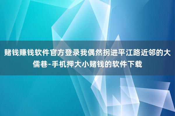 赌钱赚钱软件官方登录我偶然拐进平江路近邻的大儒巷-手机押大小赌钱的软件下载