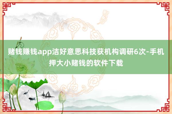 赌钱赚钱app洁好意思科技获机构调研6次-手机押大小赌钱的软件下载