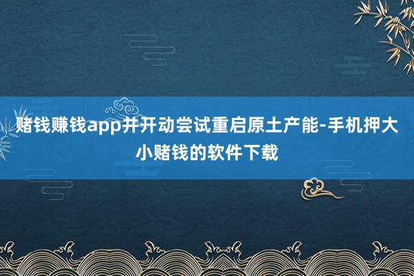 赌钱赚钱app并开动尝试重启原土产能-手机押大小赌钱的软件下载