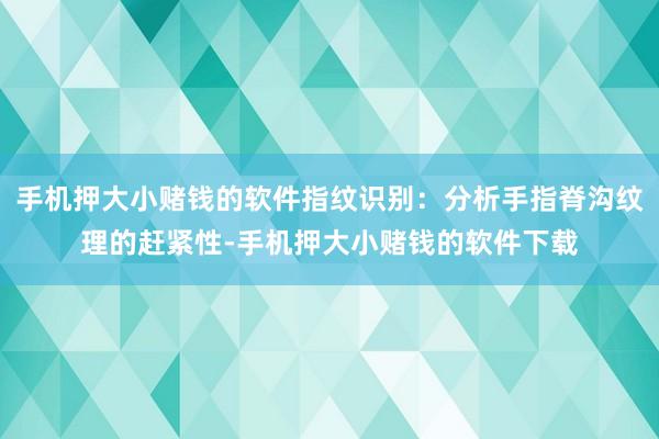 手机押大小赌钱的软件指纹识别：分析手指脊沟纹理的赶紧性-手机押大小赌钱的软件下载