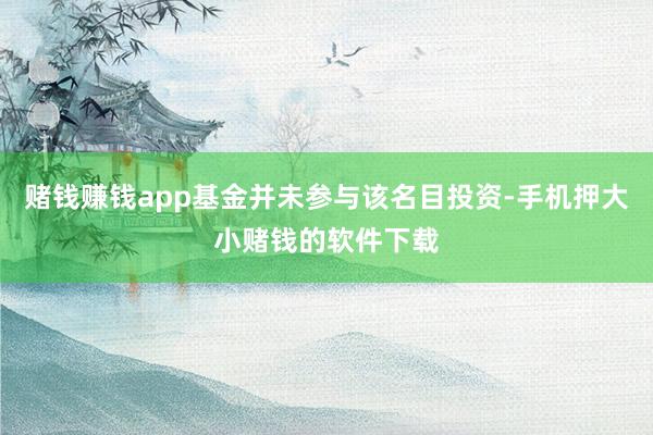 赌钱赚钱app基金并未参与该名目投资-手机押大小赌钱的软件下载