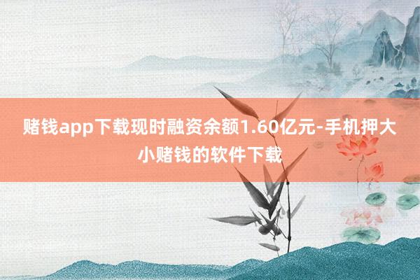赌钱app下载现时融资余额1.60亿元-手机押大小赌钱的软件下载