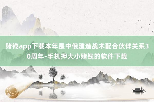 赌钱app下载本年是中俄建造战术配合伙伴关系30周年-手机押大小赌钱的软件下载