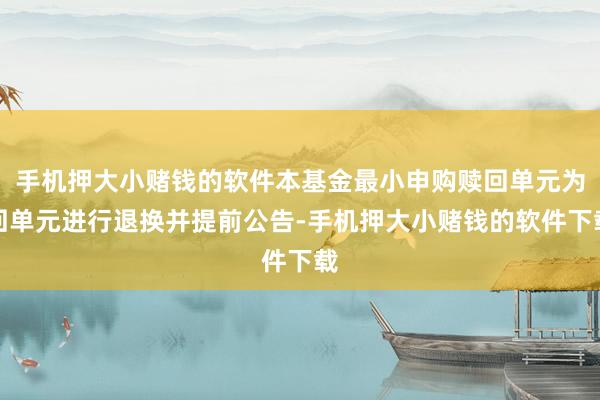 手机押大小赌钱的软件本基金最小申购赎回单元为回单元进行退换并提前公告-手机押大小赌钱的软件下载